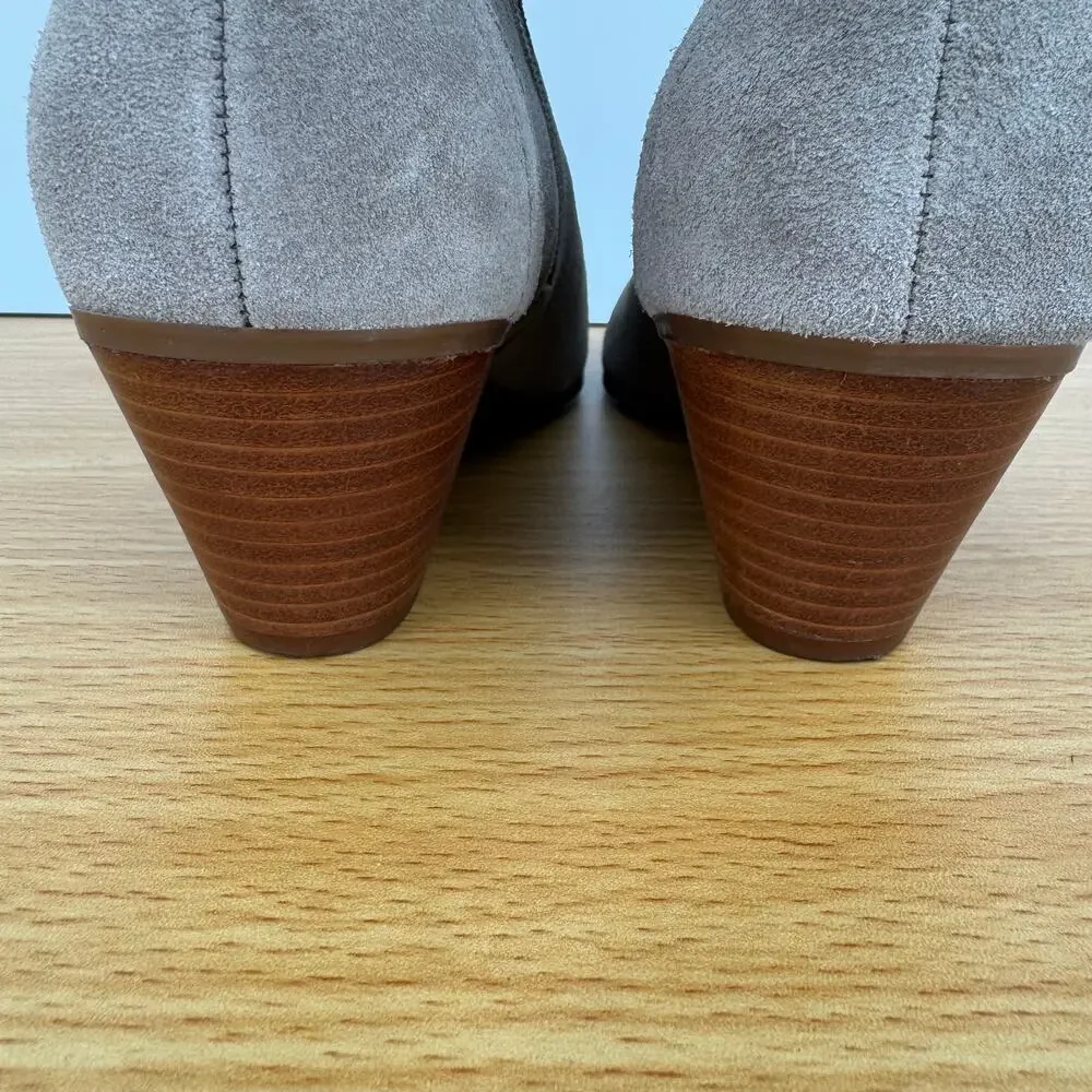 Nine West Tristan boots women's 8.5 ankle western tan suede leather block heel